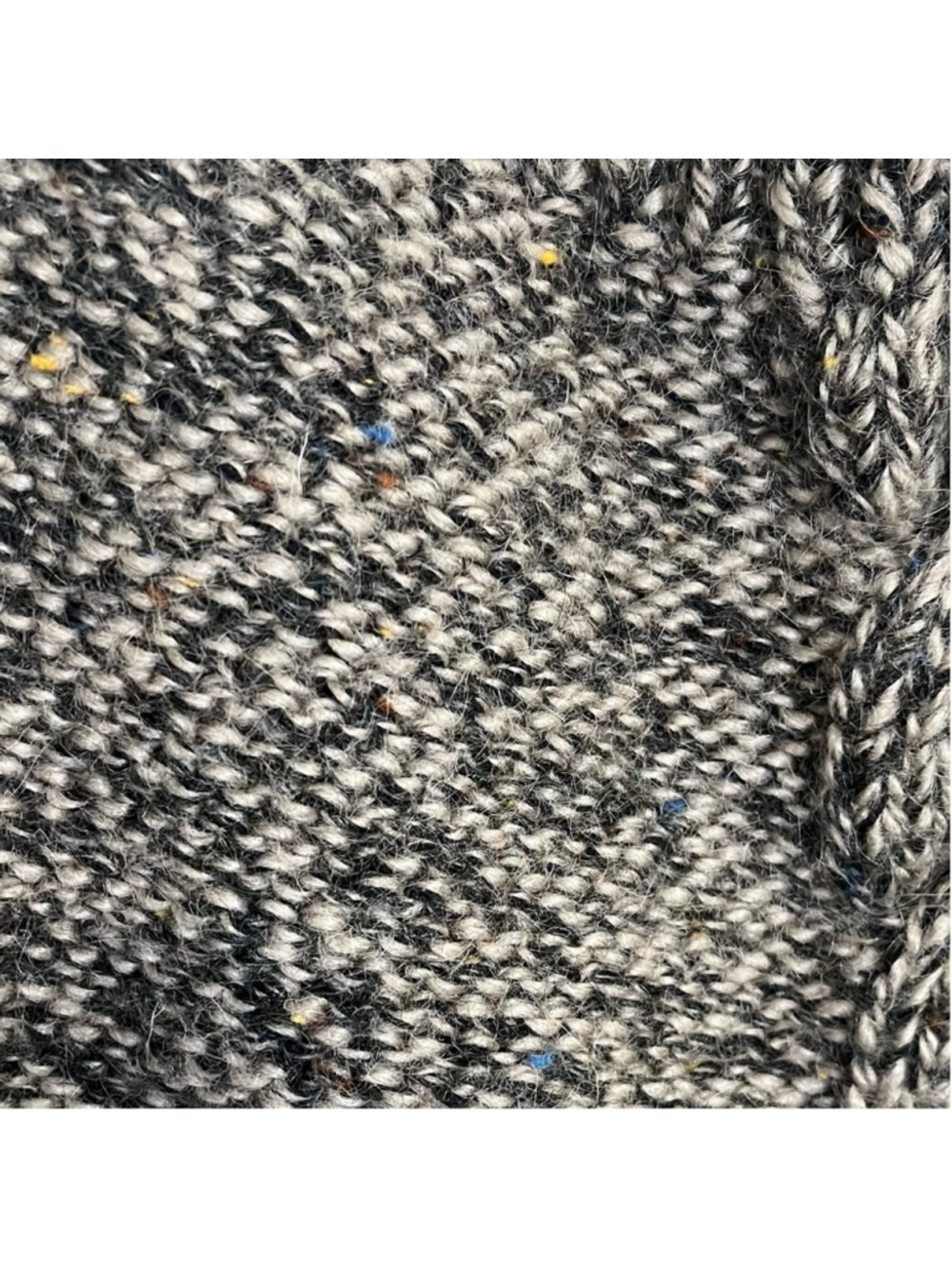 HANDMADE Wool Sweater Vest Cable Knit Stripe Black & Taupe Chunky Knit Pullover - Picture 9 of 10
